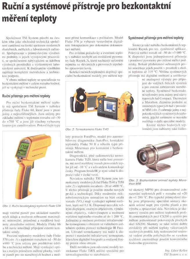 Článek Automa č. 5, 2007 - Ruční a systémové přístroje pro bezkontaktní měření teploty