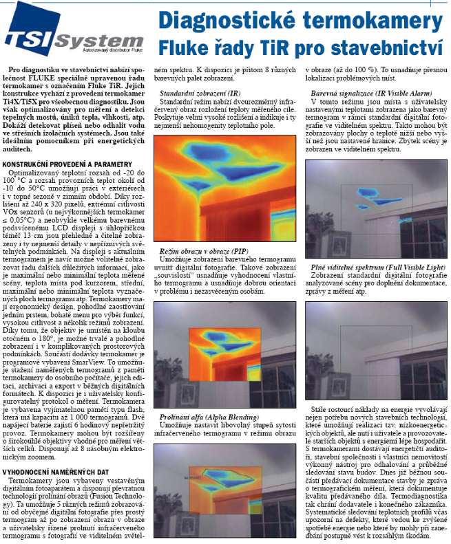 Článek z roku 2007 - Diagnostické termokamery Fluke řady TiR pro stavebnictví