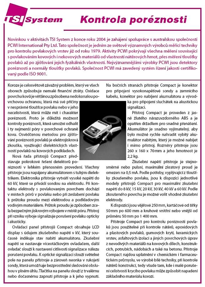 Článek o kontrole poréznosti z roku 2004