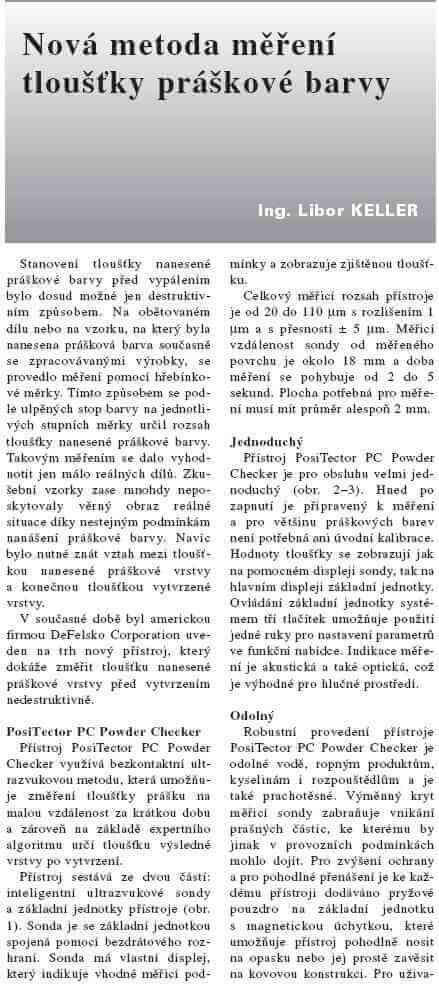 Článek 2010 - Nová metoda měření tloušťky práškové barvy