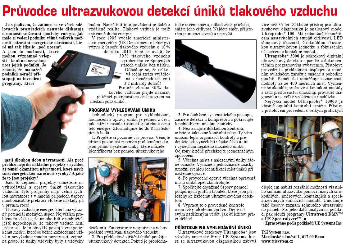 Průvodce ultrazvukovou detekcí úniků tlakového vzduchu 2010
